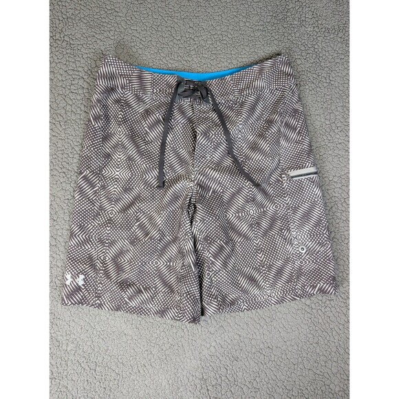Under Armor Shorts 34 Loose Swim Trunks Mesh Lined Zipper Pockets Drawstring 10" - Picture 1 of 11
